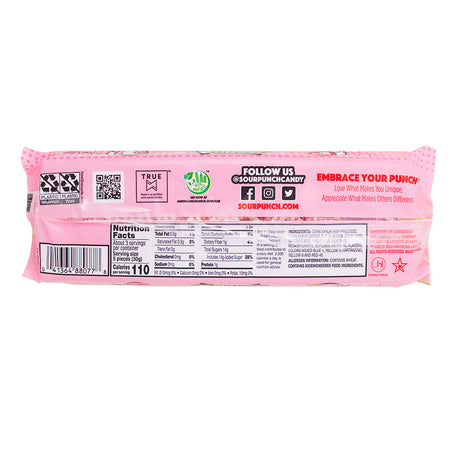 Sour Punch Cupid Straws - 3.2oz  Nutrition Facts Ingredients-Pink candy-Sour candy-Valentine’s Day candy