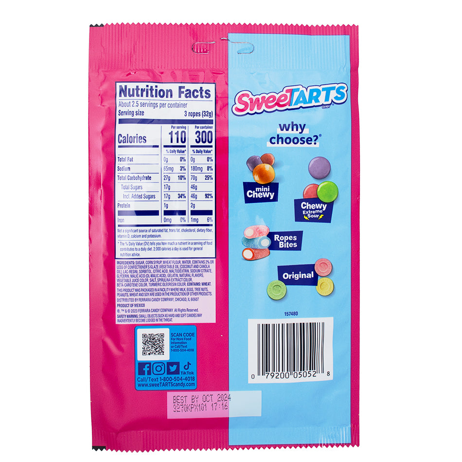 Sweetarts Ropes Twisted Valentines Punch - 3oz Nutrition Facts Ingredients-Sweetarts-Valentine’s Day cards for kids-Sour Candy