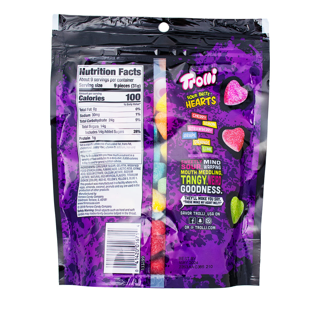 Trolli Sour Brite Hearts - 10oz Nutrition Facts Ingredients