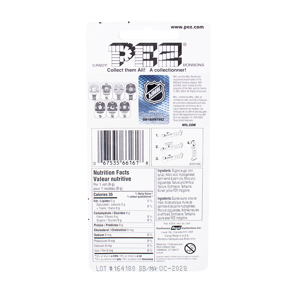 Pez NHL Jersey Senators  Nutrition Facts Ingredients