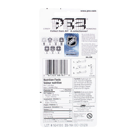 Pez NHL Jersey Canucks  Nutrition Facts Ingredients