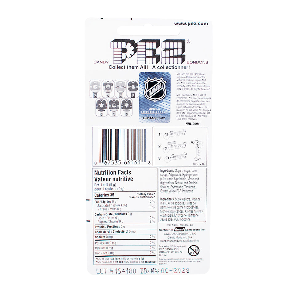 Pez NHL Jersey Canucks - PEZ Dispensers - PEZ Candy - Nutrition Facts - Ingredients