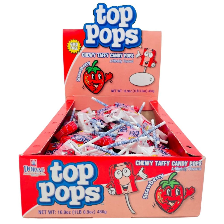 Top Pops Chewy Taffy Strawberry - 336g