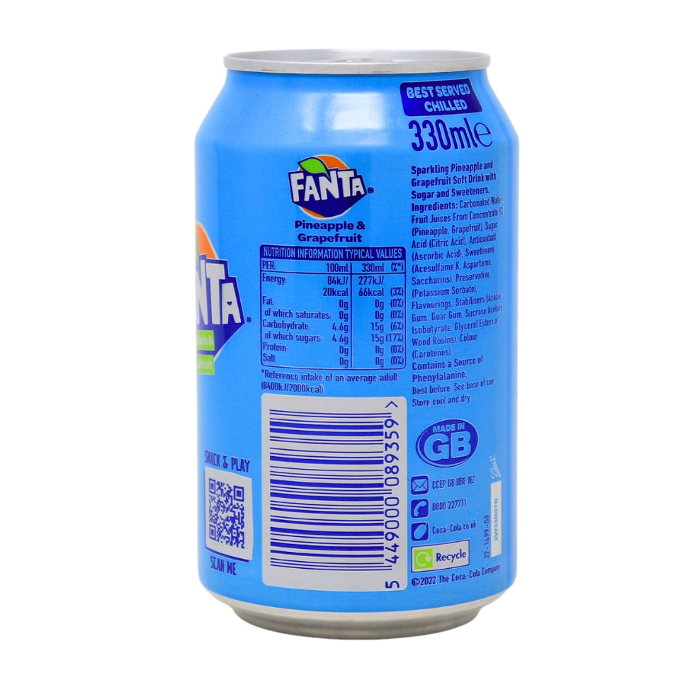 Fanta Pineapple & Grapefruit - 330mL Nutrition Facts Ingredients