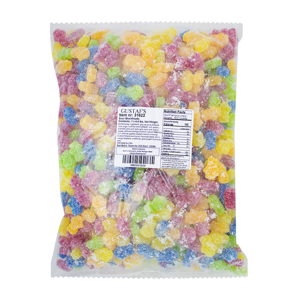 Gustaf's Sour Blockheads - 2kg - Nutrition Facts - Ingredients - Bulk Candy - Sour Candy