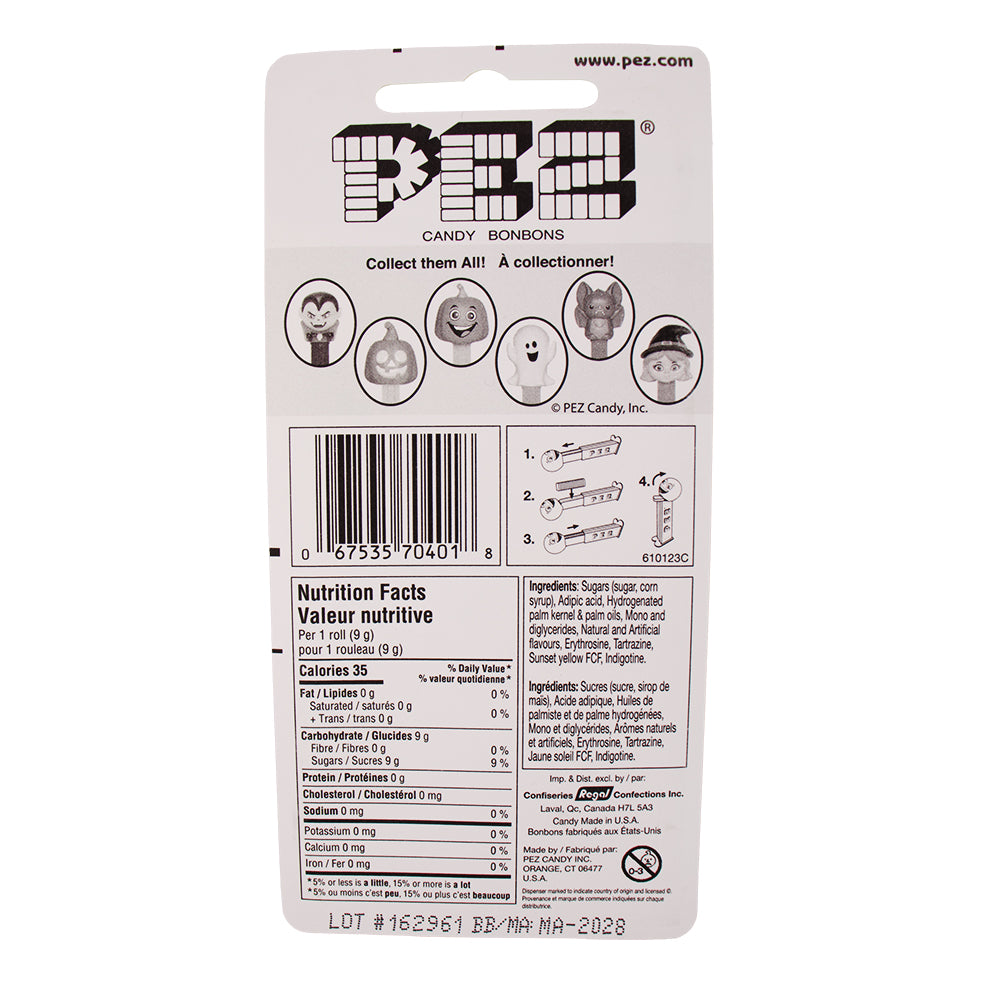 Pez Halloween Bat Nutrition Facts Ingredients -Pez - Halloween Candy