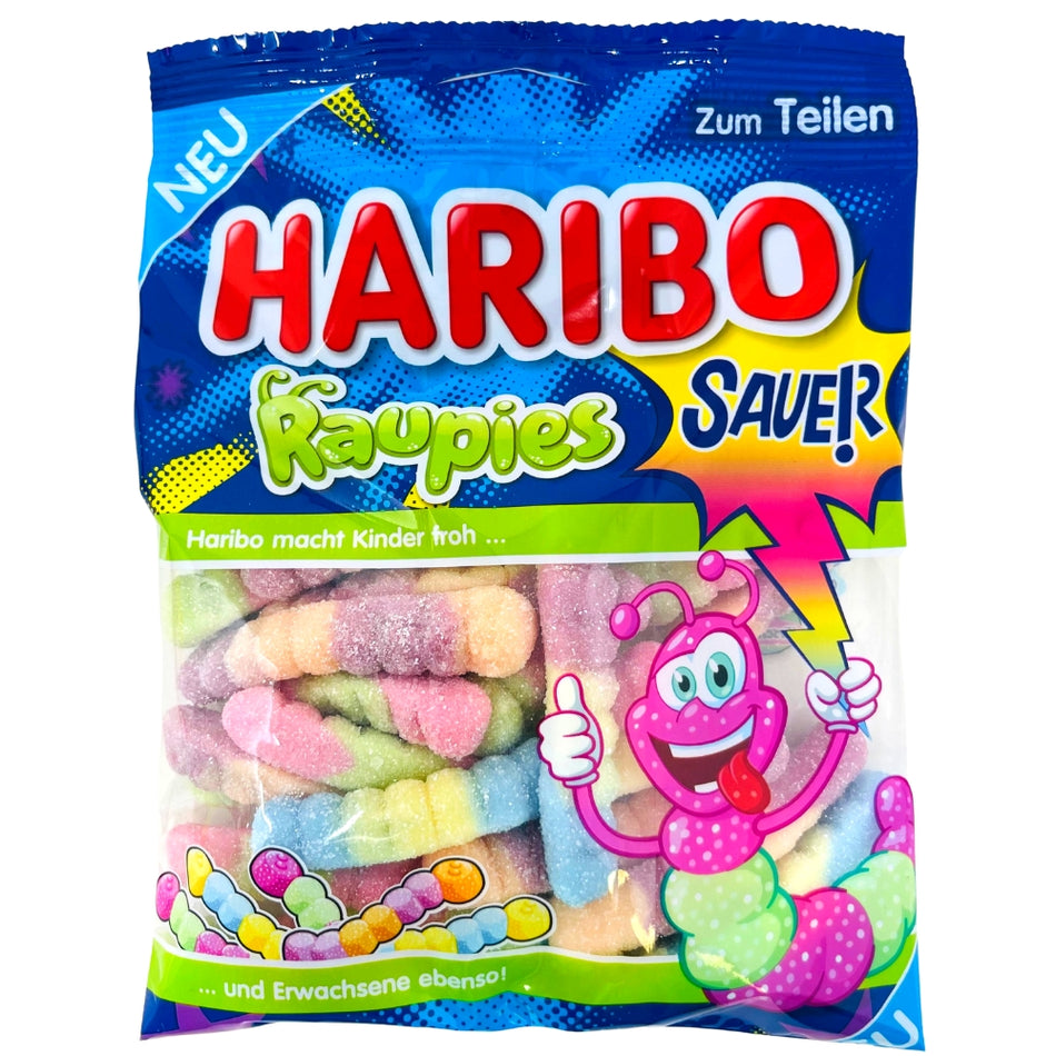 Haribo Caterpillars Sour - 160g, Haribo, haribo gummy, haribo gummies, soft gummy, chewy gummies, chewy gummy, german candy, german haribo