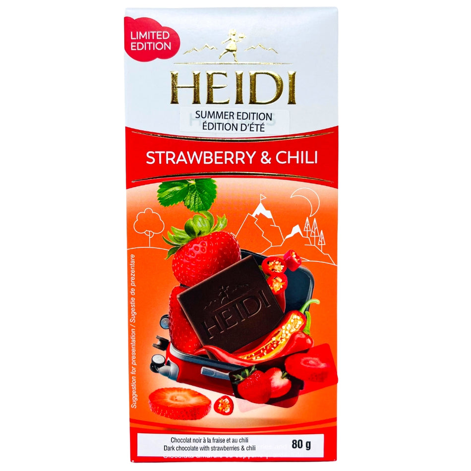 Heidi Dark Chocolate with Strawberry and Chili - 80g - Swiss chocolate