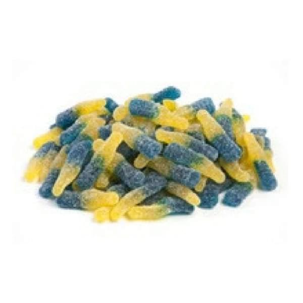 Huer Sour Blueberry Lemonade Bottles, Gummie Candy, Gummy Candy, Fun Gummies, Soft Gummies, Fruity Gummies, Soft Gummy, Blue Gummies, Yellow Gummies, Blue Candy, Yellow Candy