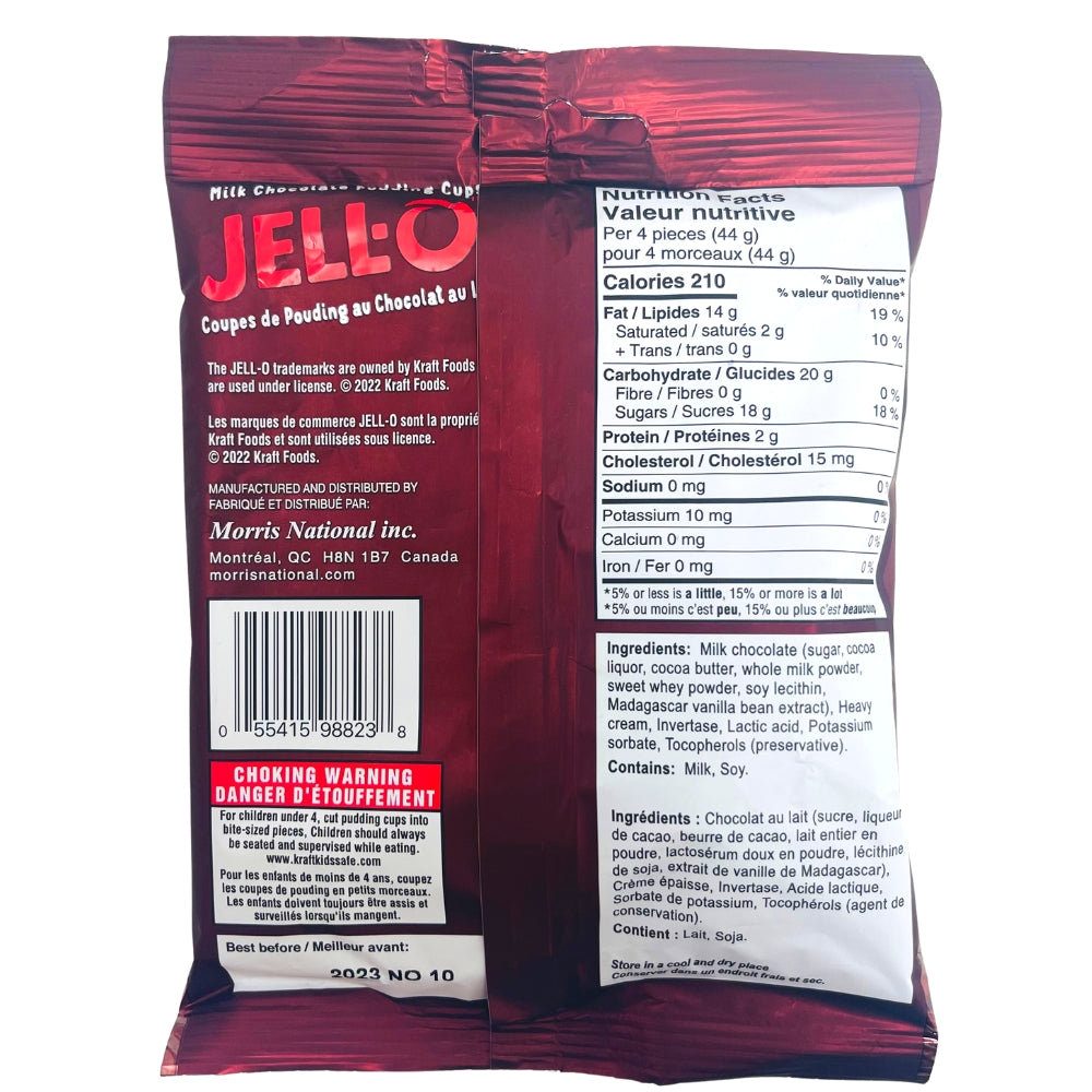 Jell-O Pudding Cups - 99g Nutrition Facts Ingredients