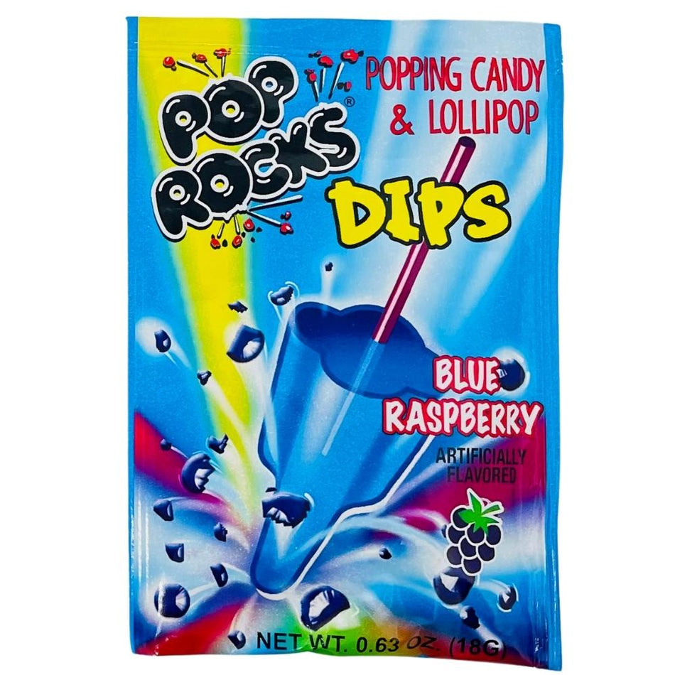 Pop Rocks Dips Sour Blue Raspberry Candy -18g