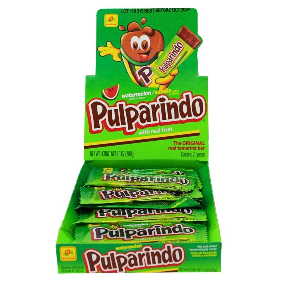 De La Rosa Pulparindo Tamarind Candy Watermelon - 20ct Watermelon Candy Mexican Candy Pulparindo