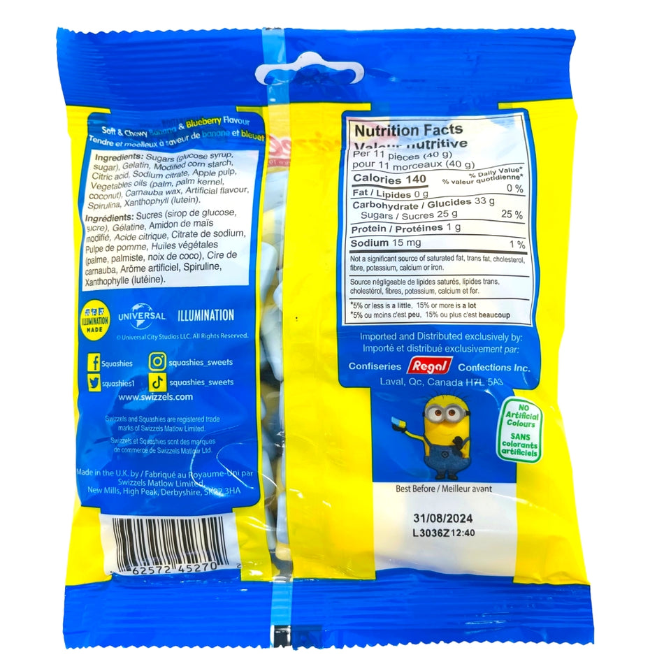 Swizzels Squashies Minions  - 140g Nutrition Facts Ingredients