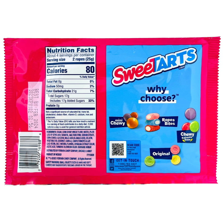 Sweetarts Ropes Sour Apple - 99g Nutrition Facts Ingredients