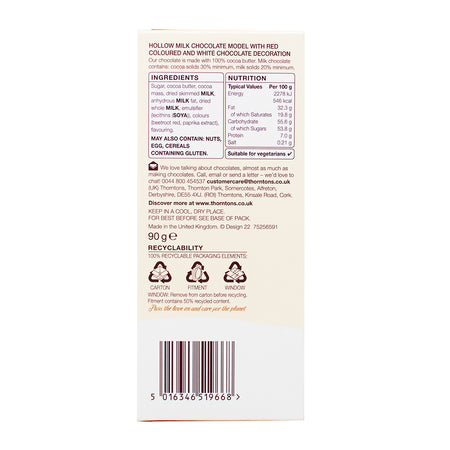 Thorntons Milk Chocolate Cheeky Reindeer - 90g Nutrition Facts Ingredients