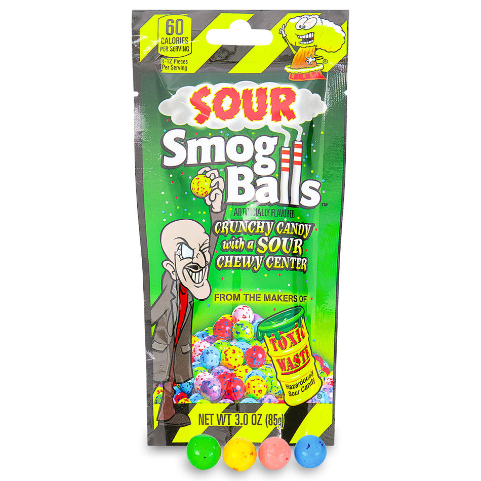 Toxic Waste Sour Smog Balls 3oz Open, toxic waste, toxic waste candy, toxic waste smog balls