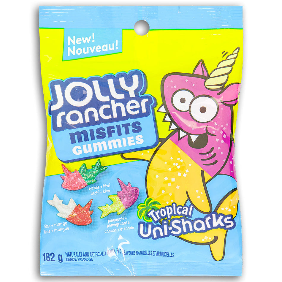 Jolly Rancher Misfits Gummies Tropical Uni-Sharks - 182 g, Jolly Rancher Misfits Gummies, Tropical Uni-Sharks, candy, tropical flavors, pineapple, mango, key lime, beach, snacking, deliciousness, jolly rancher, jolly rancher candy, jolly rancher sour candy, jolly rancher sour, jolly rancher hard candy, hard candies, jolly rancher hard candies, jolly rancher gummies, gummies, jolly rancher gummy