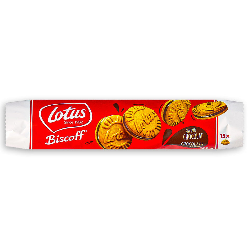 Lotus Sandwich Cookies Milk Chocolate Cream 150g Front, Lotus Milk Chocolate Bliss Sandwich Cookies, Whimsical Taste Adventure, Crispy Golden Cookies, Rich Milk Chocolate Cream, Burst of Joy, Delightful Escape, Fun and Flavor, Irresistible Snack