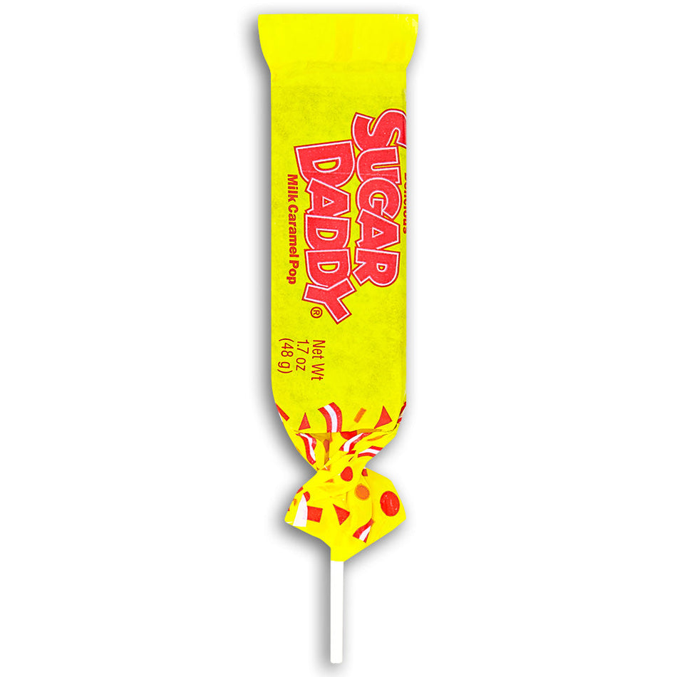 Sugar Daddy Caramel Pops 1.7 oz Front, sugar daddy candy, sugar daddy caramel pops, retro candy, nostalgia candy