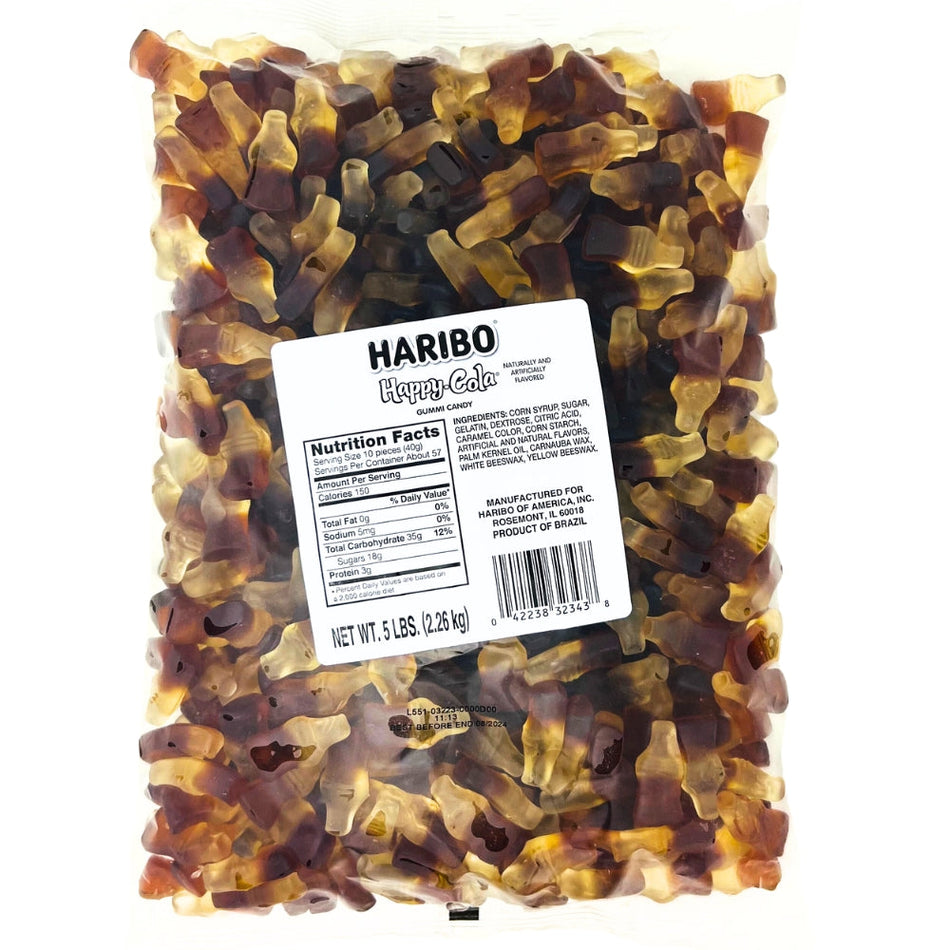 Haribo Bulk Happy Cola - 5lb Nutrition Facts Ingredients, Haribo, haribo gummy, haribo gummies, haribo cola gummy, haribo cola gummies, soft gummy, cola gummy, cola gummies