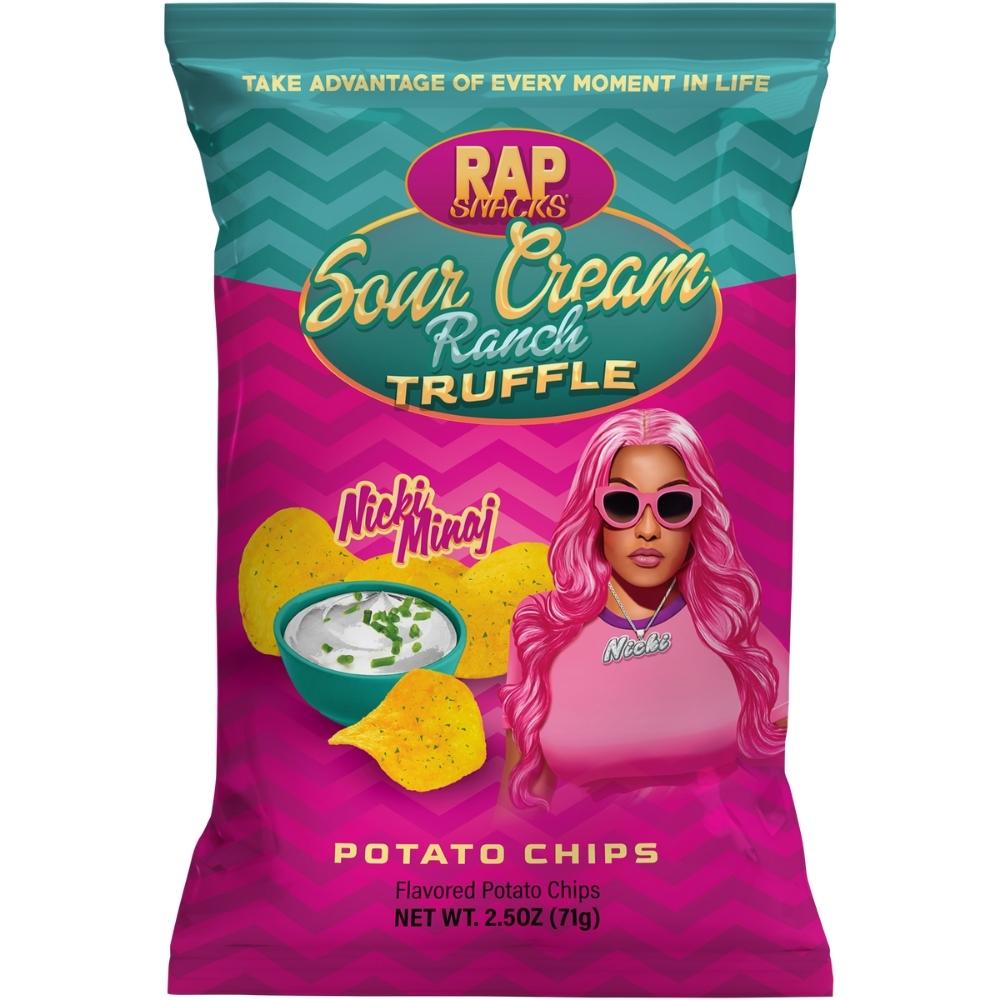 Rap Snacks Nicki Minaj Sour Cream and Ranch Truffle Chips 2.5oz, rap snacks, nicki minaj rap snacks, nicki minaj chips, sour cream chips, ranch chips, truffle chips