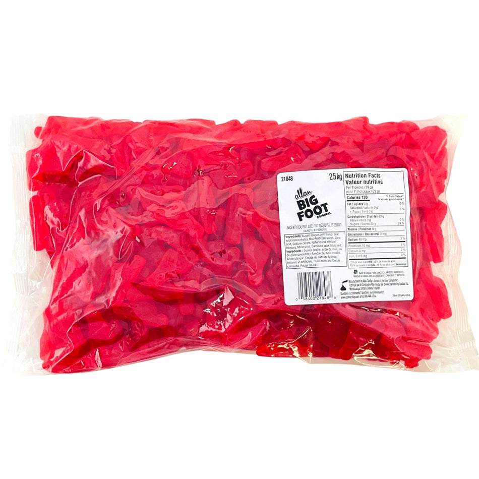 Allan Big Foot Original Bulk Candy Front USA, red gummy, red gummies, big foot candy, allan big foot bulk candy