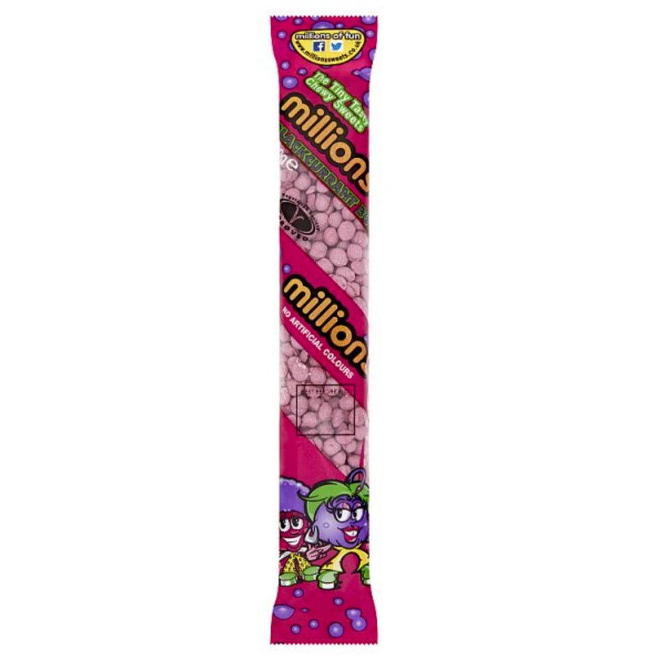 Millions Blackcurrant Buzz Tubes, uk candy, chewy candy, sweet candy, pink candy, millions candy, blackcurrant candy, blackcurrant