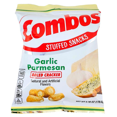 Combos Garlic and Parmesan 6.3oz Front, Combos Garlic and Parmesan, Snack adventure, Flavor revelation, Zesty garlic, Savory Parmesan, Crunchy bite-sized wonders, Taste symphony, Palate treat, Snack wizard's concoction, Flavor enchantment, combos, combos snacks, combos pretzels, combos chips