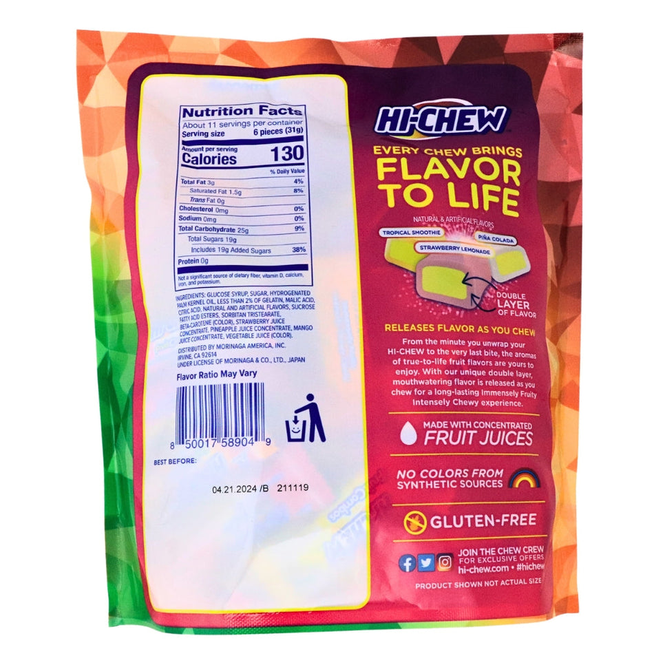 Hi Chew Fruit Combo - 11.65oz Nutrition Facts Ingredients, Hi-Chew Fruit Combo, Chewy fruity sensation, Tropical paradise candy, Irresistible chewy texture, Fruity burst of joy, Hi-Chew flavor explosion, Luscious mango candy, Zesty orange chew, Succulent strawberry delight, Chew-tastic fruity fun, hi chew, hi chew candy, hi chew candies, hi-chew, hi-chew candy, hi-chew candies